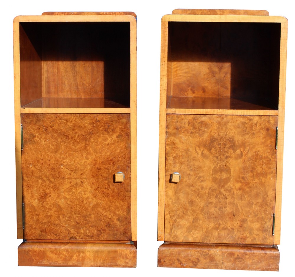 Art Deco Pair Of Walnut Bedside Cabinets, c1930 View II