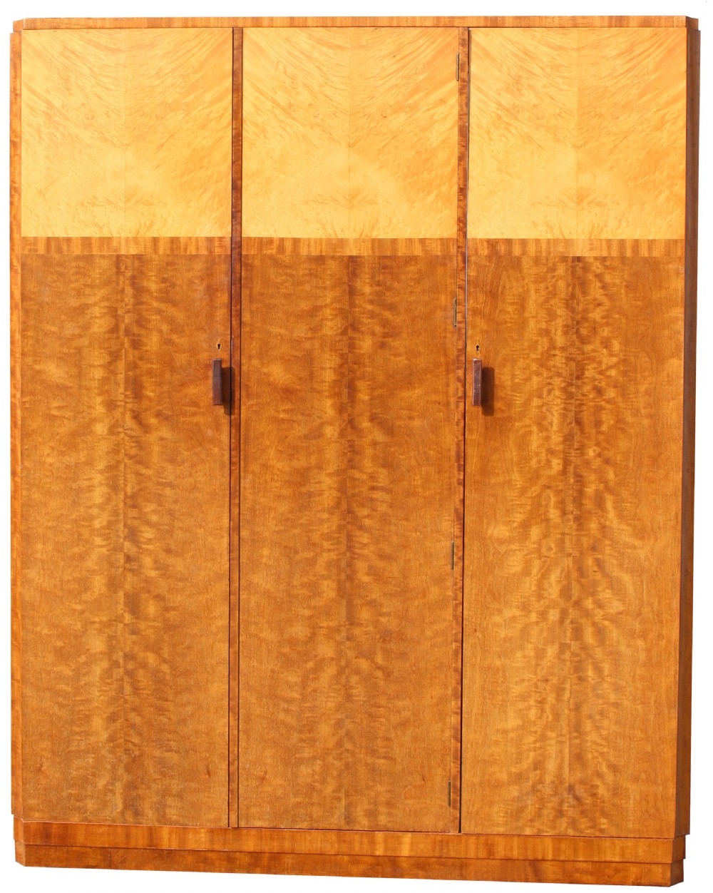 Art Deco Triple Wardrobe By Maple & Co, c1930