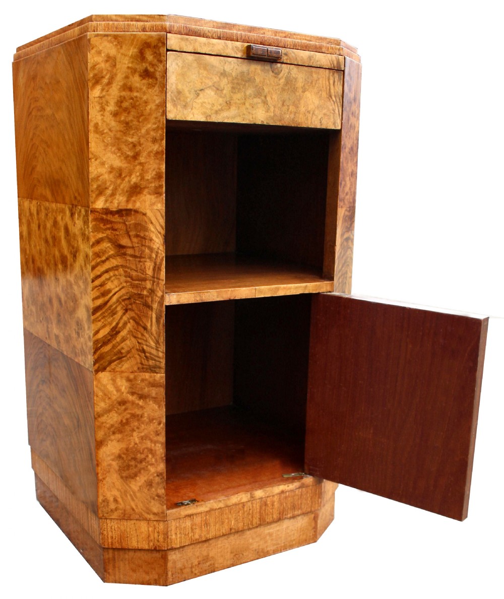 Art Deco Pair Of Walnut Bedside Cabinets, c1930 View VI