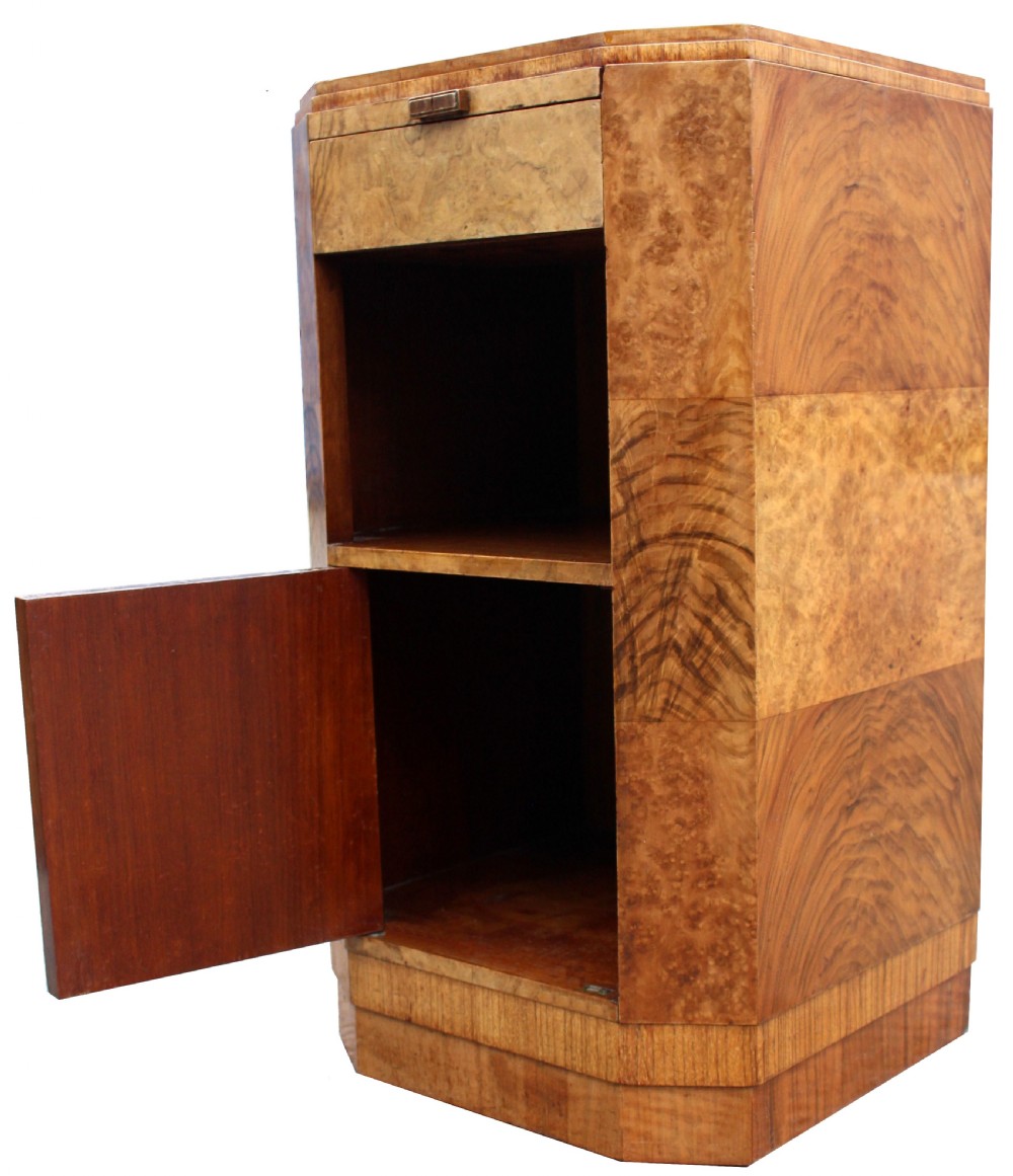 Art Deco Pair Of Walnut Bedside Cabinets, c1930 View XI