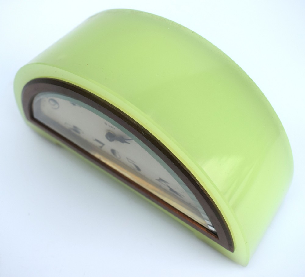 Art Deco Green Onyx  8 Day Mantle Clock, c1930 View V