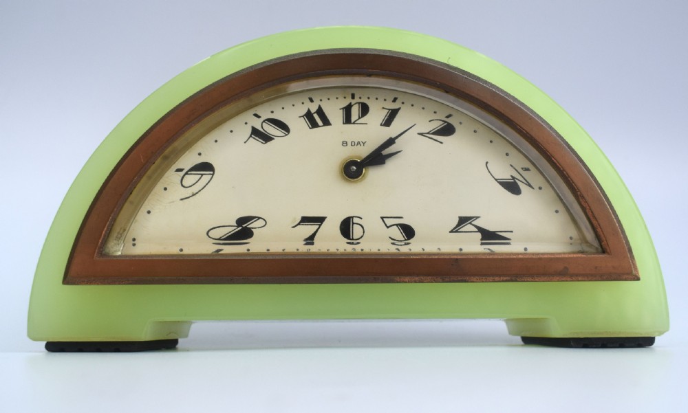 Art Deco Green Onyx  8 Day Mantle Clock, c1930 View VIII
