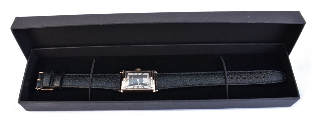 Art Deco Gents President Wrist Watch 14k Rose GF, 21 Jewels, By BULOVA  View III