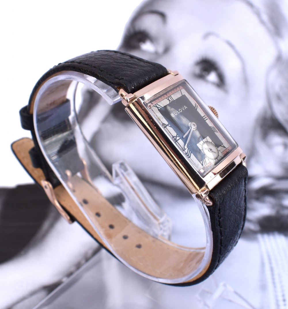 Art Deco Gents President Wrist Watch 14k Rose GF, 21 Jewels, By BULOVA  View VI