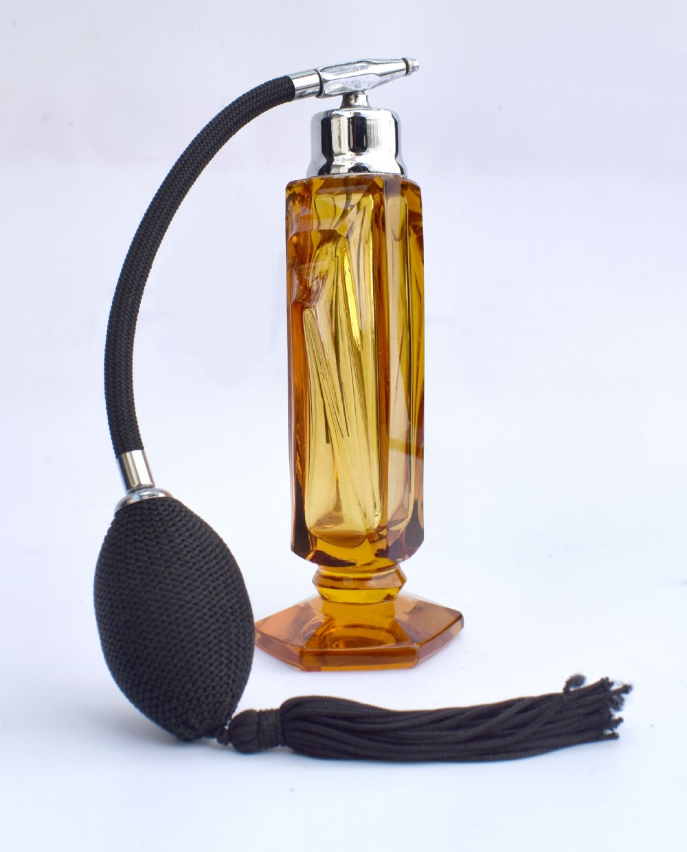 Large Art Deco Amber Glass Perfume Atomiser, c1930 View III