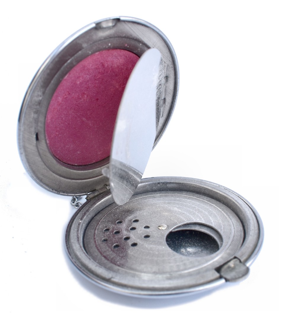 Art Deco Ladies Green Enamel & Chrome Powder Compact, c1930  View IV