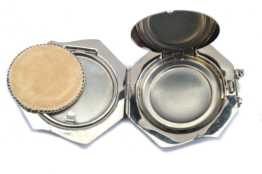 Art Deco & Enamel Guilloche Ladies Powder Compact, c1930 View V