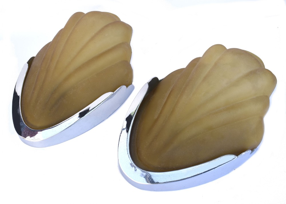 Art Deco Matching Pair Of Glass & Chrome Wall Lights, c1930 View VI