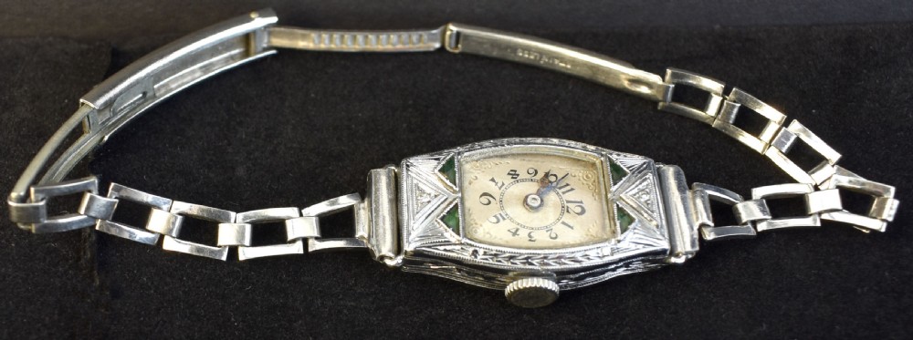 Art Deco Ladies White Gold Filled Wrist Watch, c1932 View III