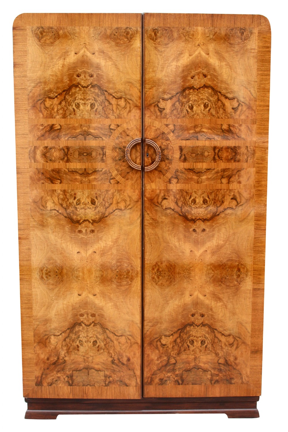 Art Deco Highly Figured Walnut Double Wardrobe, c1930