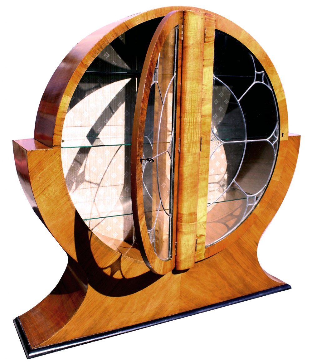 Art Deco Circular Display Cabinet in Walnut, c1930 View IV