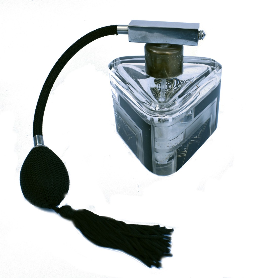 Art Deco Atomizer Perfume Glass Bottle, 1930's View IV