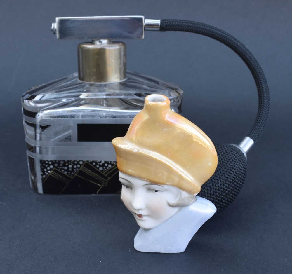 Art Deco Atomizer Perfume Glass Bottle, 1930's View VI