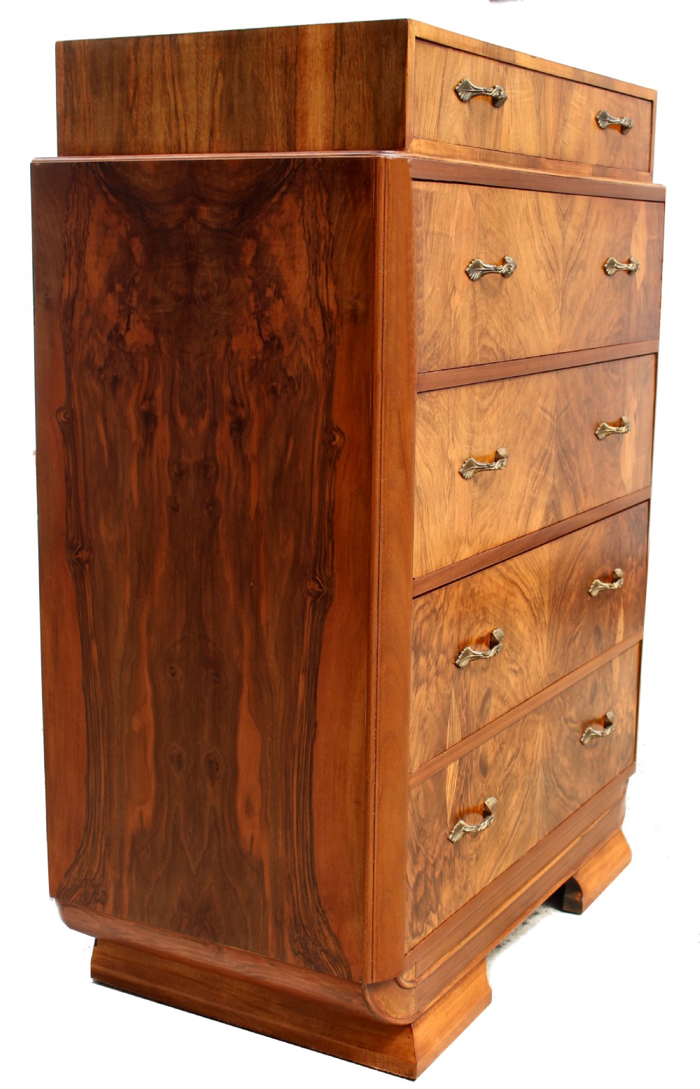 Art Deco Figured Walnut Chest Of Five Drawers, c1930 View II
