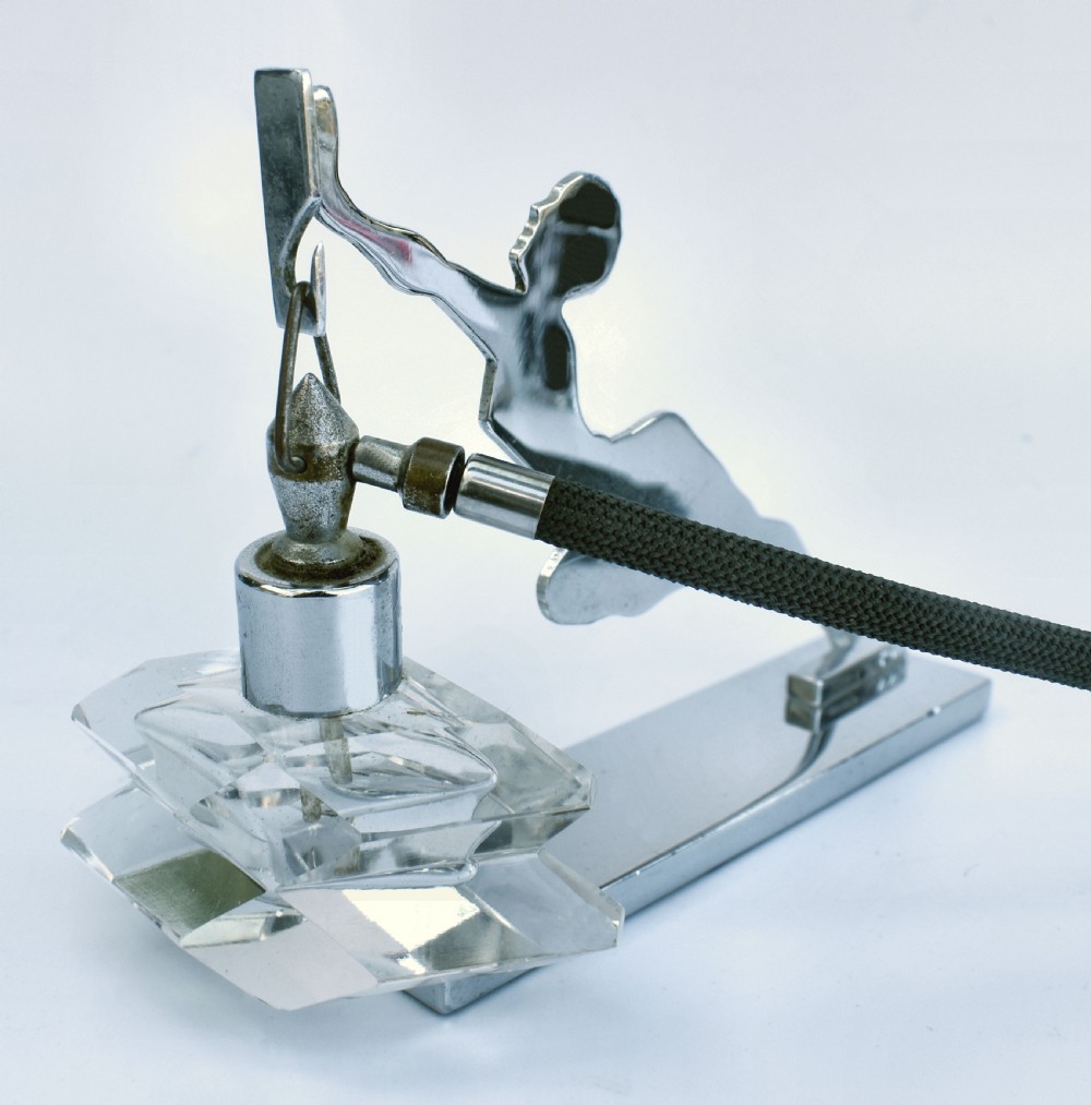 Art Deco Chrome Perfume Bottle Stand With Atomiser, c1930 View III