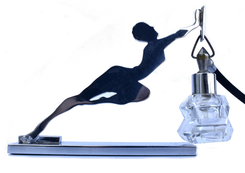 Art Deco Chrome Perfume Bottle Stand With Atomiser, c1930 View V