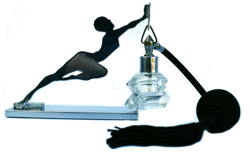 Art Deco Chrome Perfume Bottle Stand With Atomiser, c1930 View VI