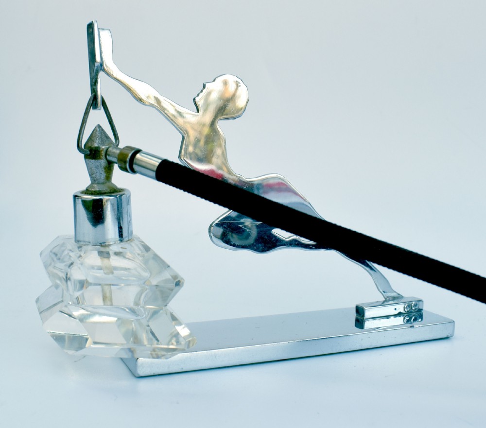 Art Deco Chrome Perfume Bottle Stand With Atomiser, c1930 View IX