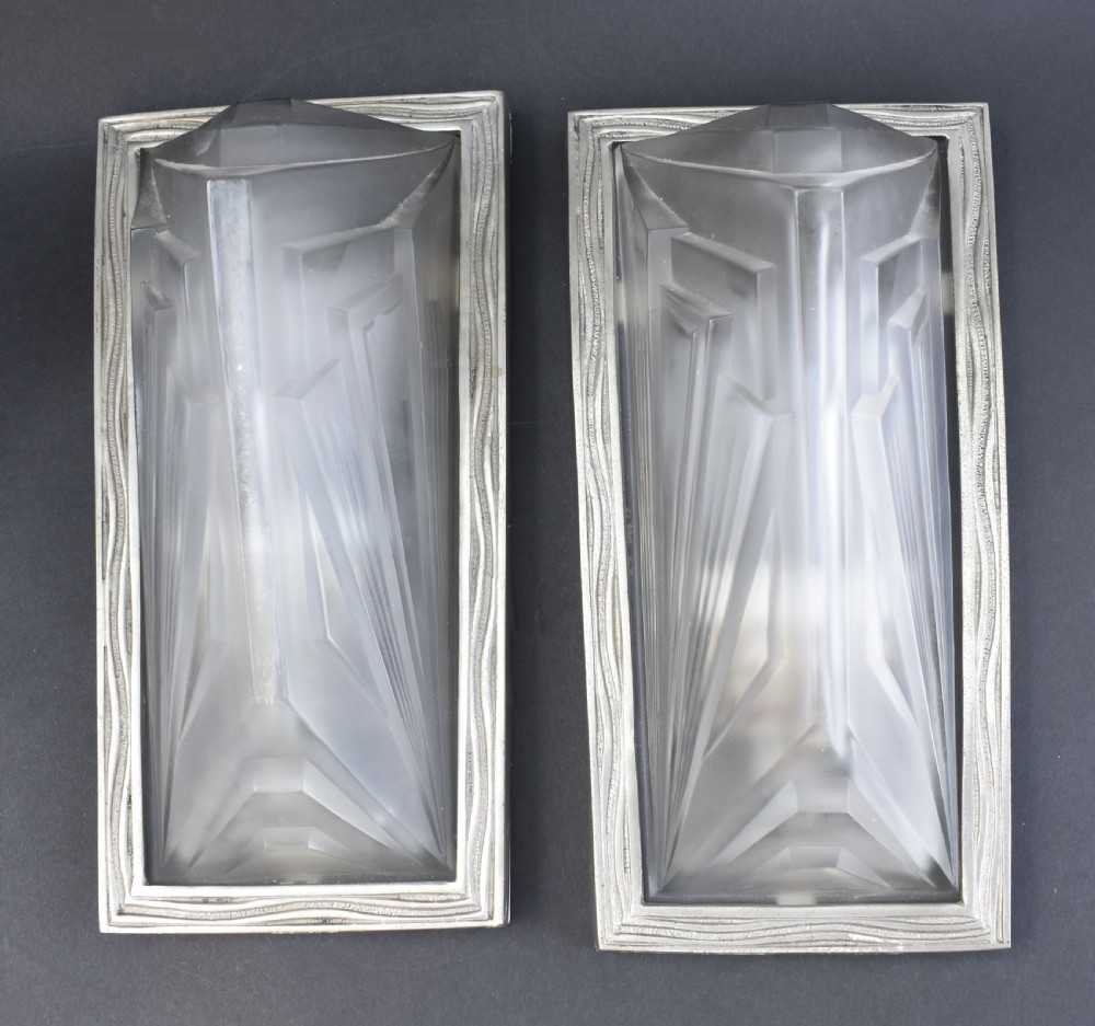 Art Deco Pair Of French Glass Wall Lights, c1930 View II