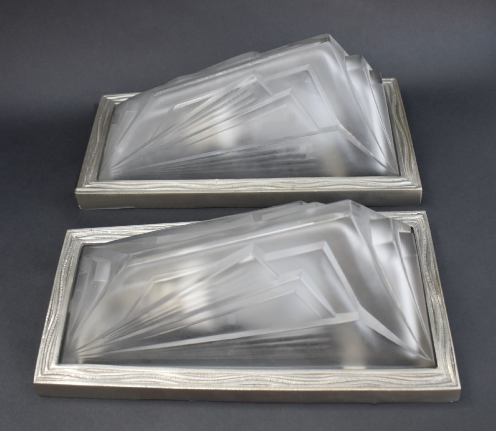 Art Deco Pair Of French Glass Wall Lights, c1930 View III