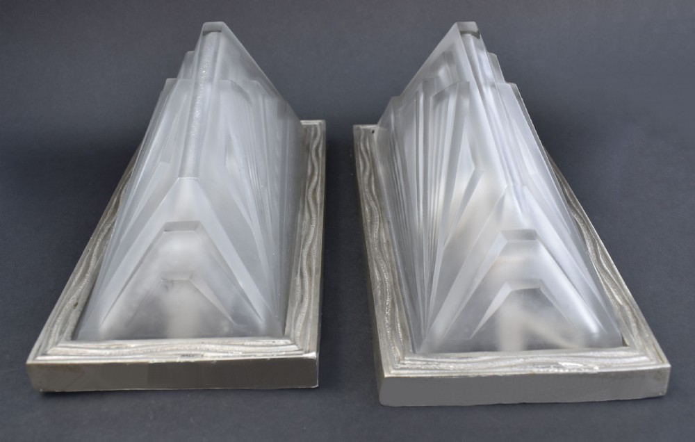 Art Deco Pair Of French Glass Wall Lights, c1930 View IV