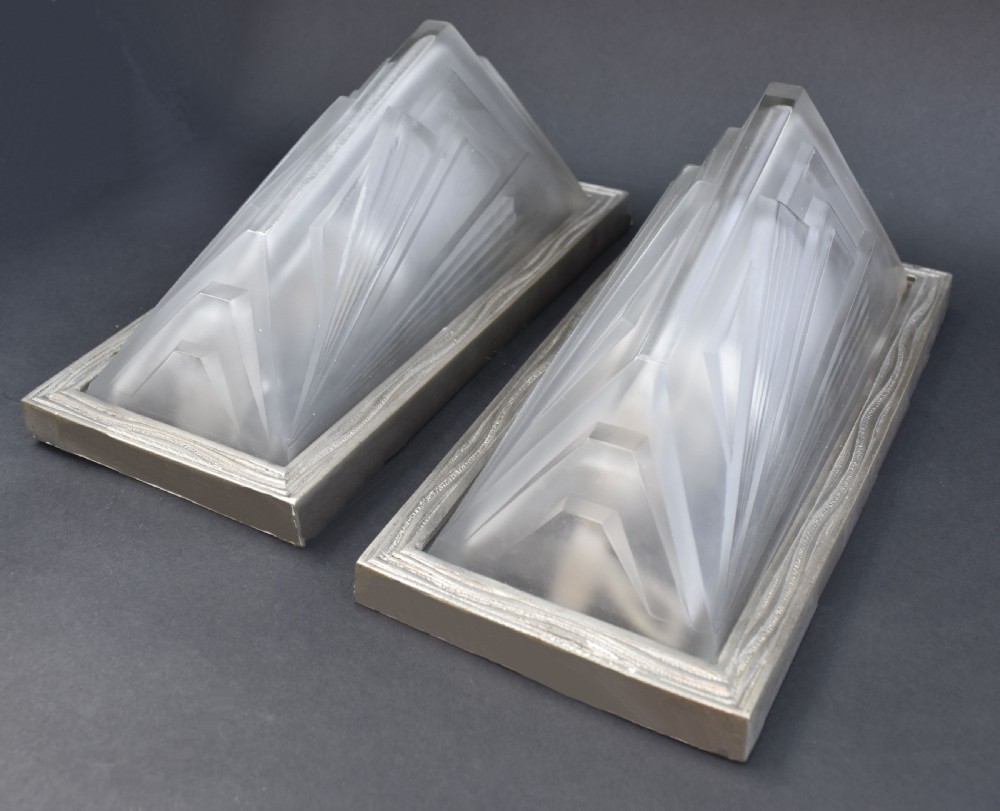 Art Deco Pair Of French Glass Wall Lights, c1930 View V