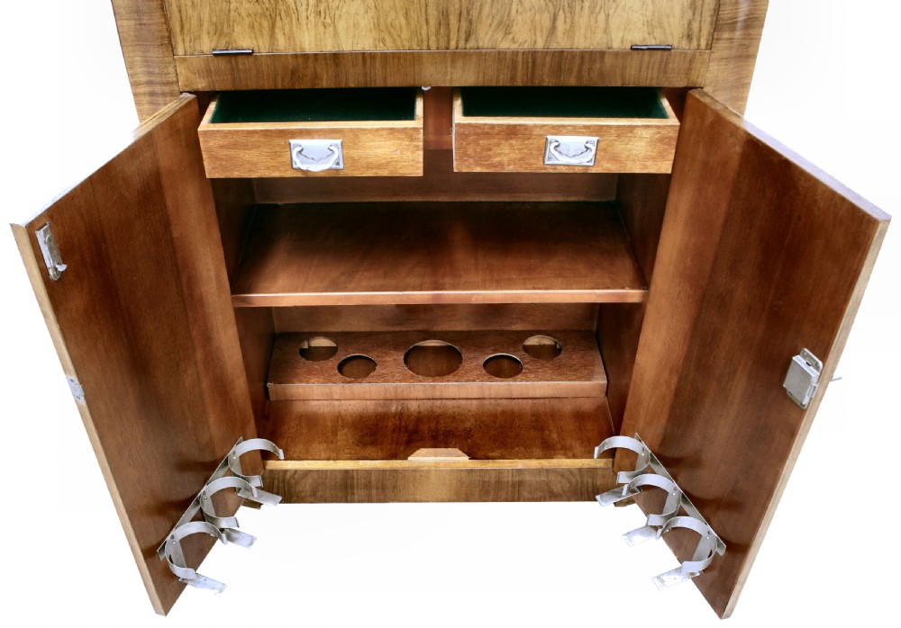 Art Deco Walnut Cocktail Cabinet, 1930's  View VI