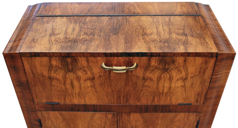 Art Deco Walnut Cocktail Cabinet, 1930's  View VII