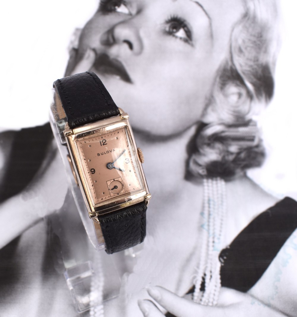 Art Deco Gents Rose Gold Watch Newly Serviced By Bulova , c1948 View VIII