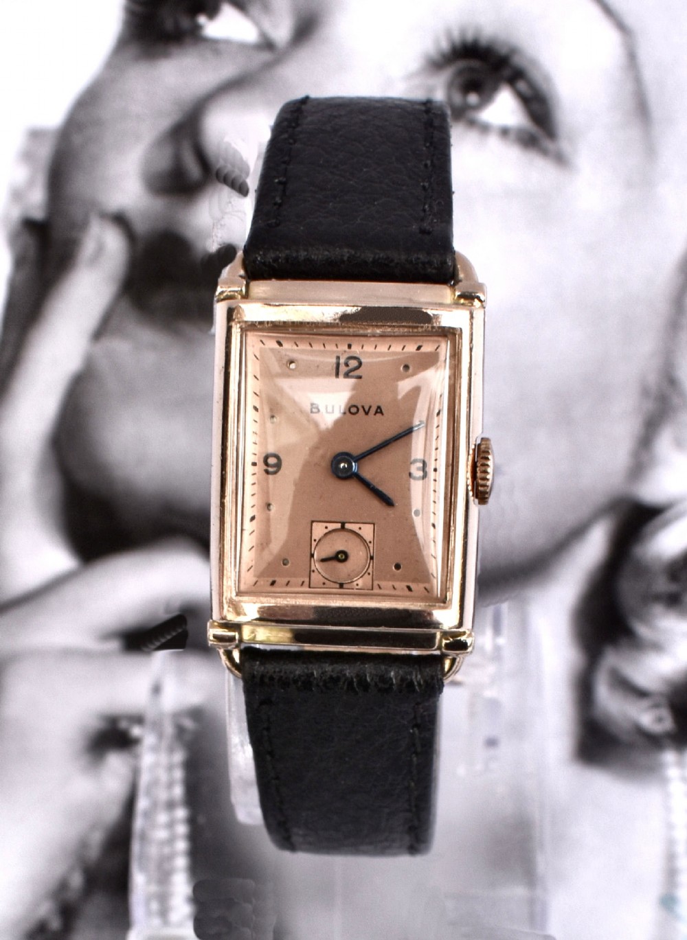 Art Deco Gents Rose Gold Watch Newly Serviced By Bulova , c1948