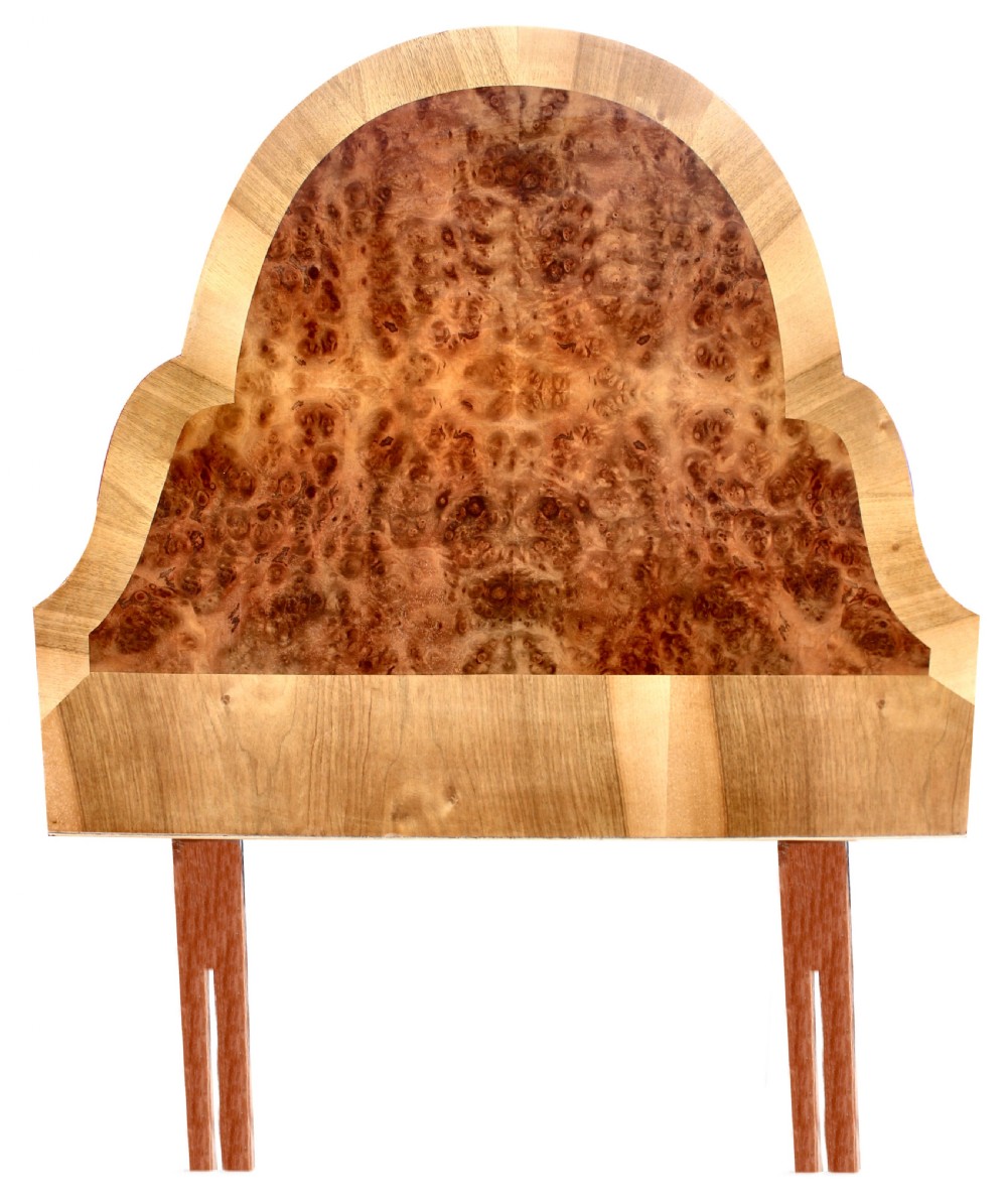 Art Deco Single Cloud Shaped Headboard In Figured Walnut, c1930 View VI
