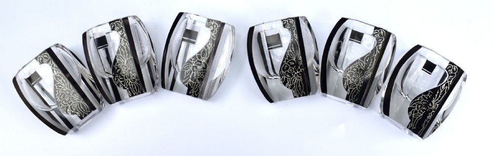 Art Deco Czech Glass Decanter Set By Karl Palda, c1930's View V