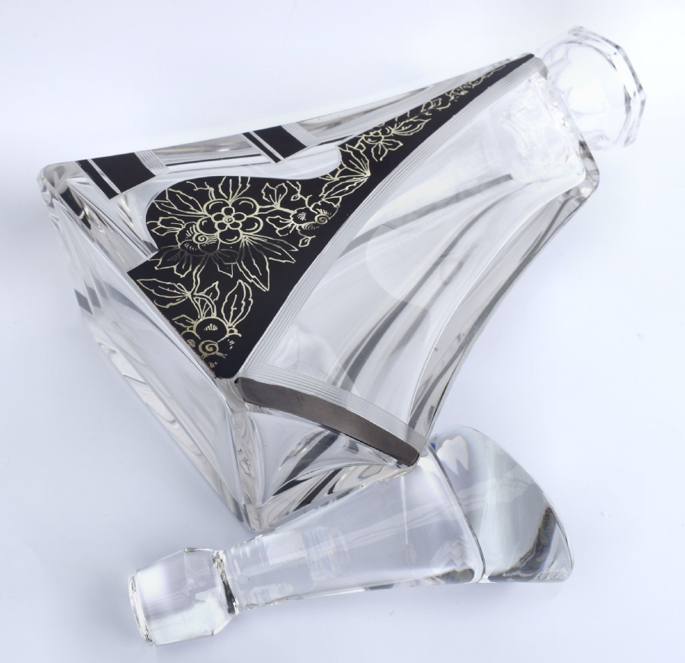 Art Deco Czech Glass Decanter Set By Karl Palda, c1930's View VI