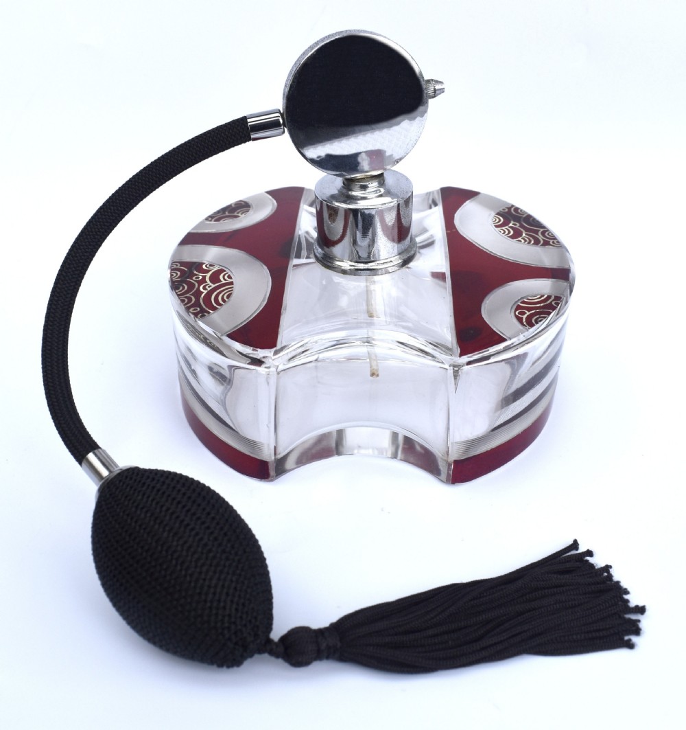Art Deco Huge Crystal Perfume Atomizer, c1930