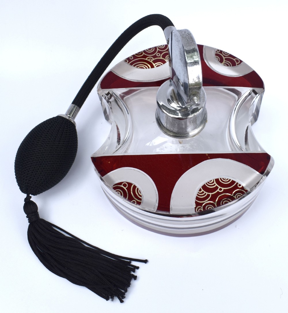 Art Deco Huge Crystal Perfume Atomizer, c1930 View X
