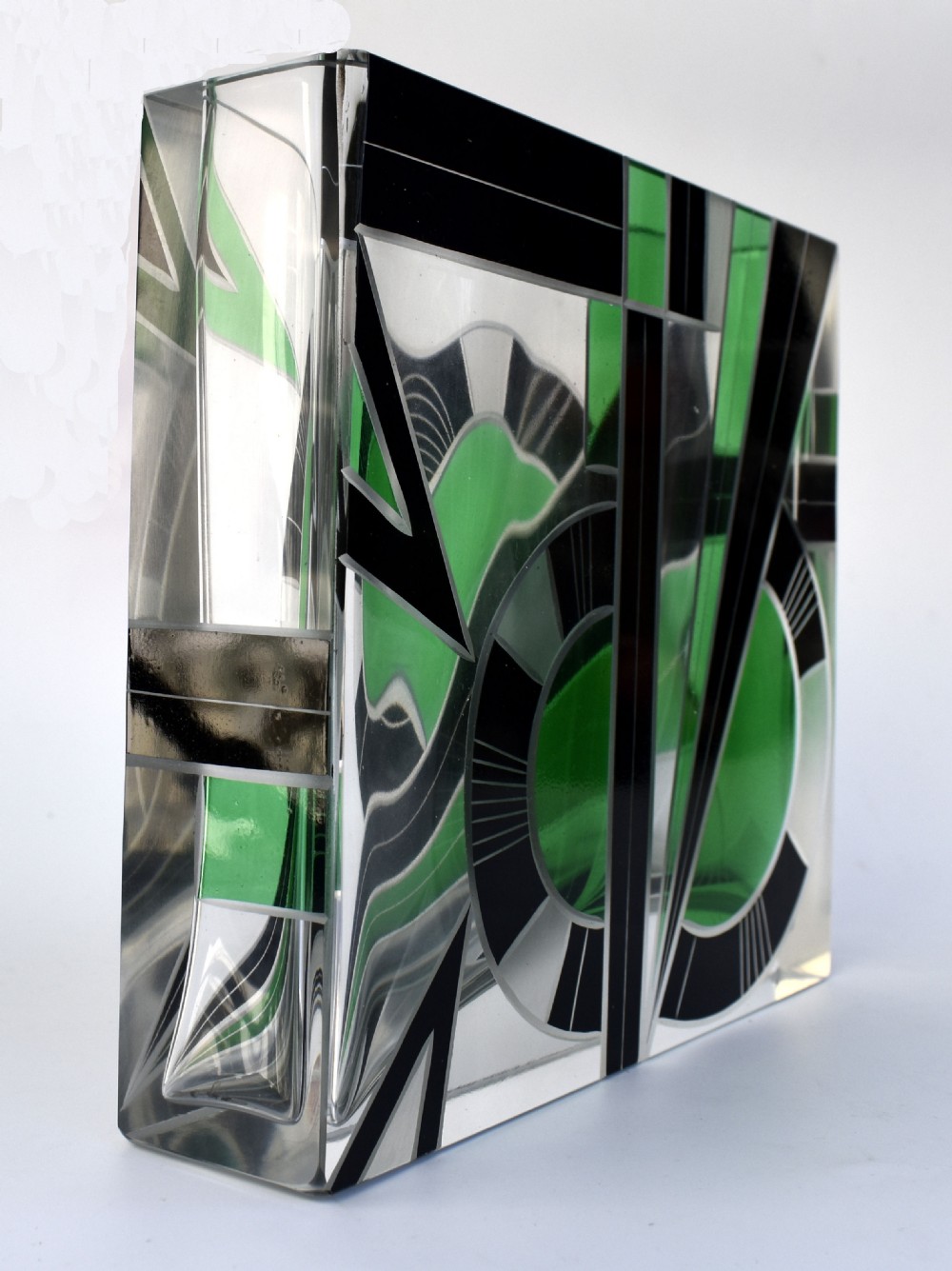 Art Deco Glass & Enamel Etched Vase View VI