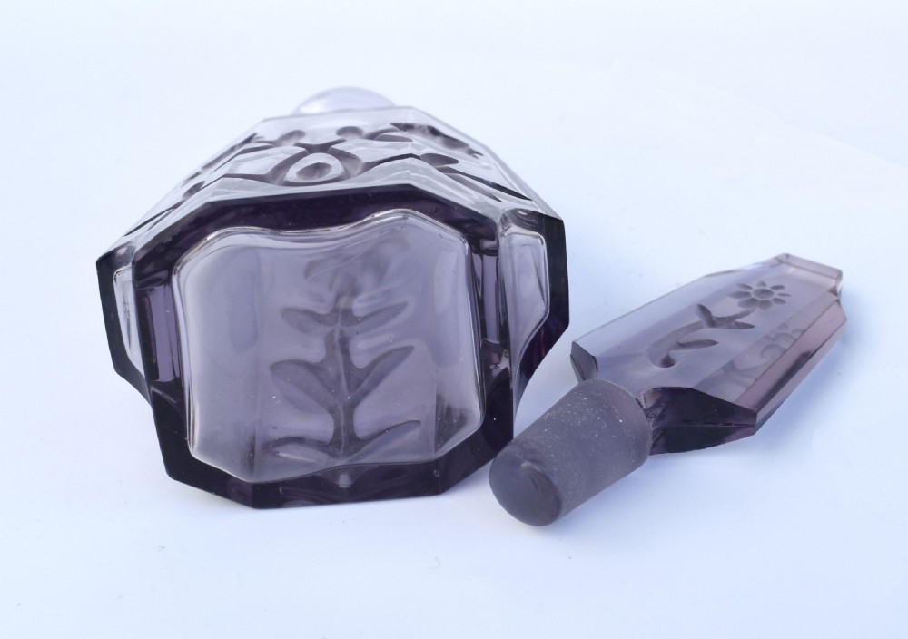 Art Deco Lilac Crystal Glass Perfume Bottle, c1930 View VI
