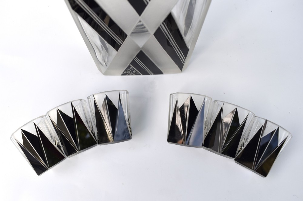 Art Deco Black Enamel Liquor Glass Set, c1930 View IV