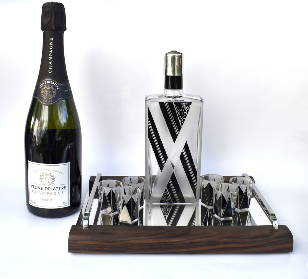 Art Deco Black Enamel Liquor Glass Set, c1930 View VI