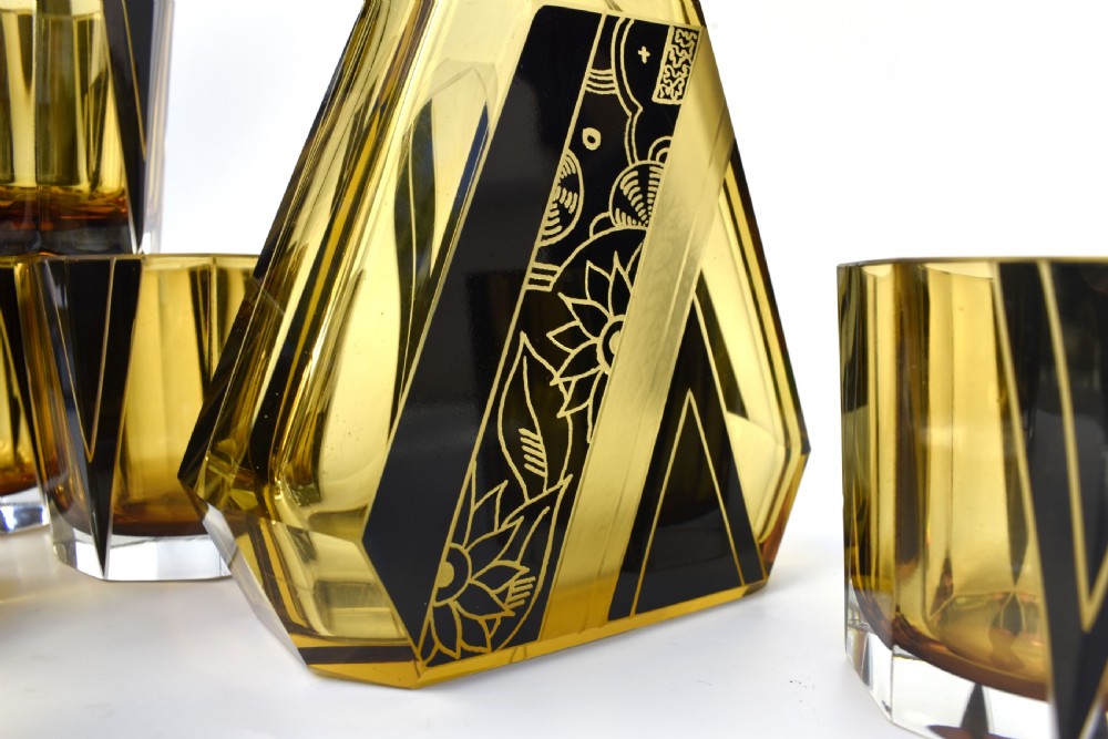 Art Deco Czech Glass Decanter Set, c1930 View XII