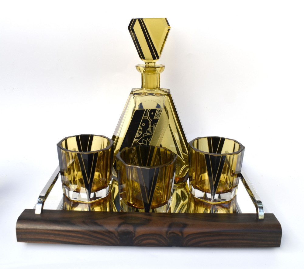 Art Deco Czech Glass Decanter Set, c1930 View XIII
