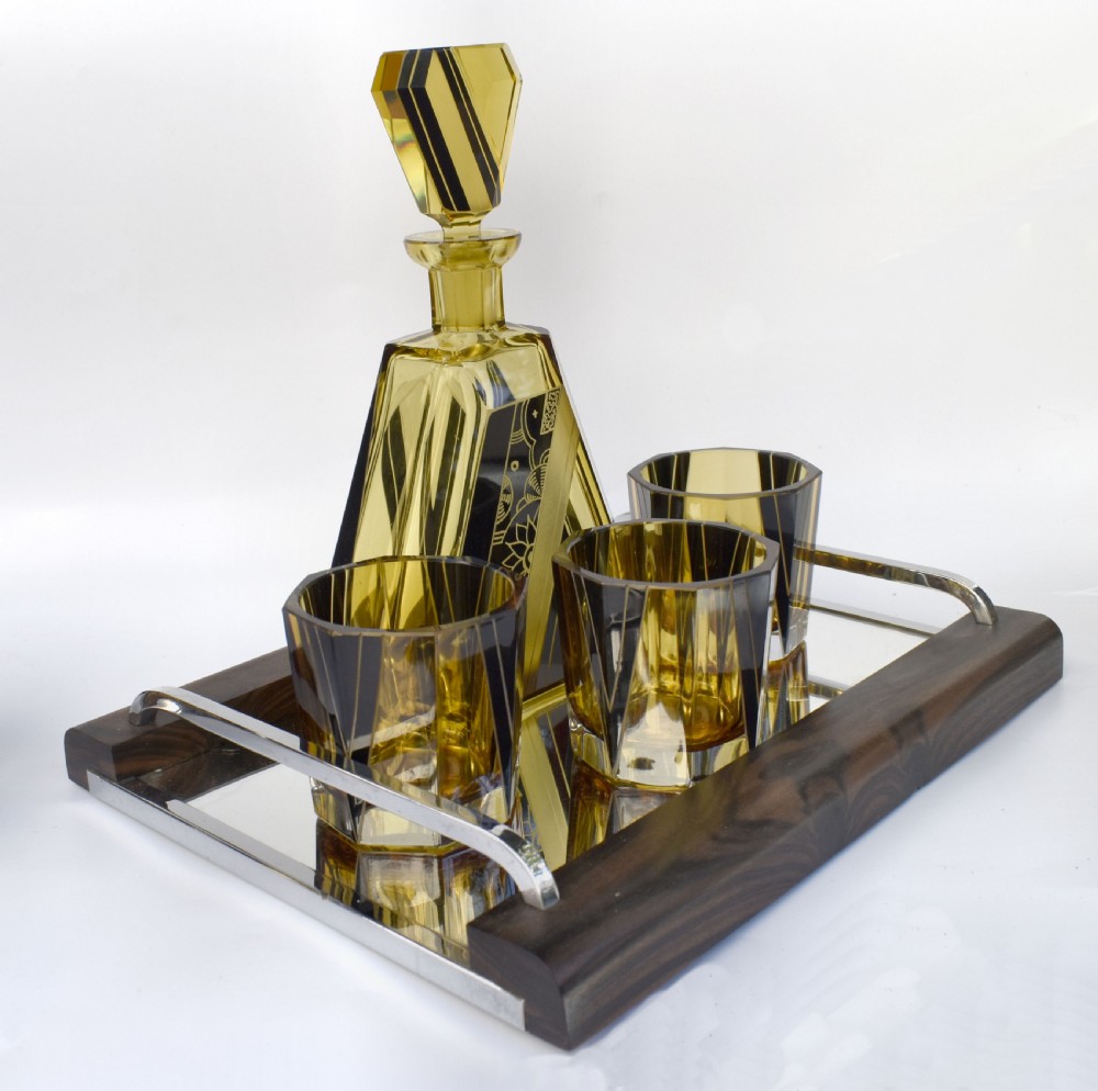 Art Deco Czech Glass Decanter Set, c1930 View XIV