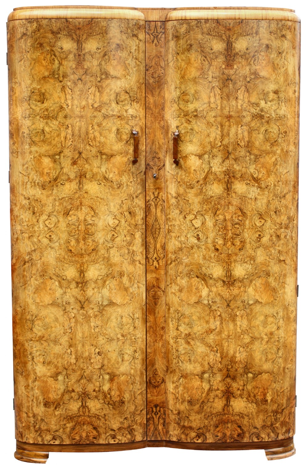 Art Deco Heavily Figured Walnut Double Wardrobe, c1930