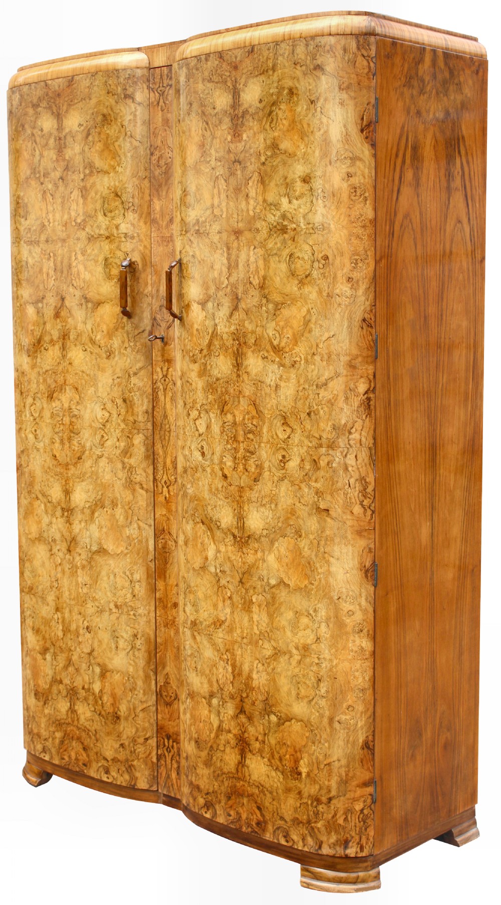 Art Deco Heavily Figured Walnut Double Wardrobe, c1930 View II