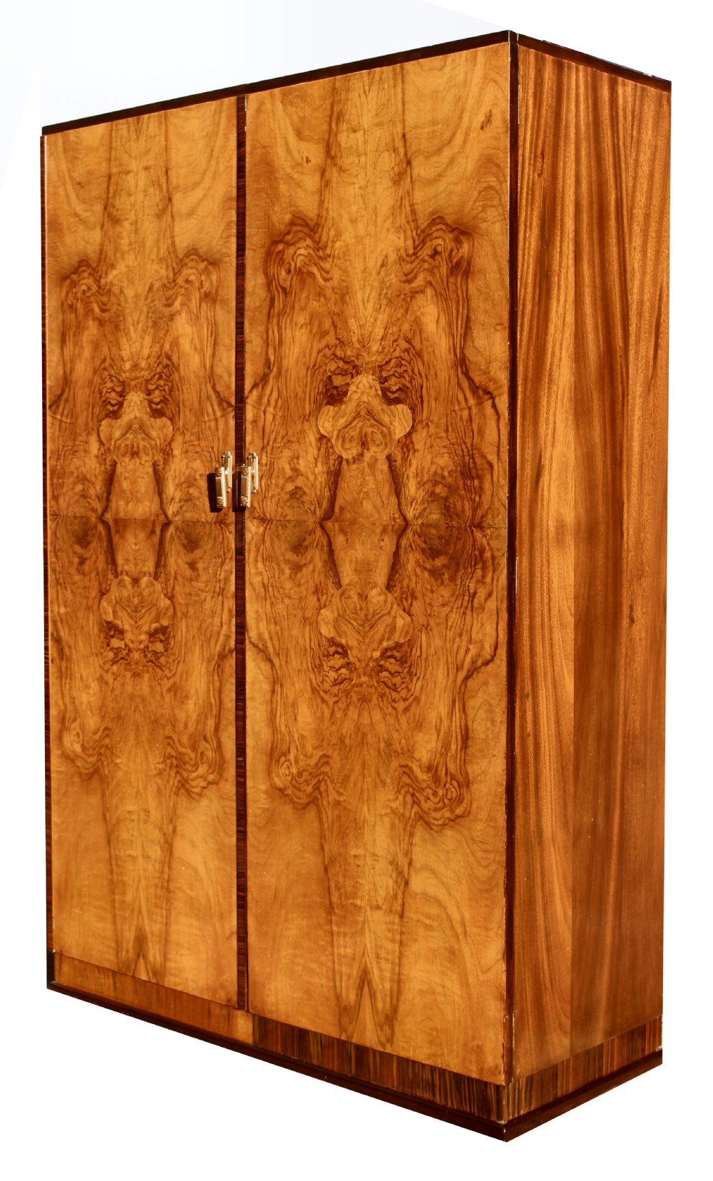Art Deco Figured Walnut Double Wardrobe, c1930