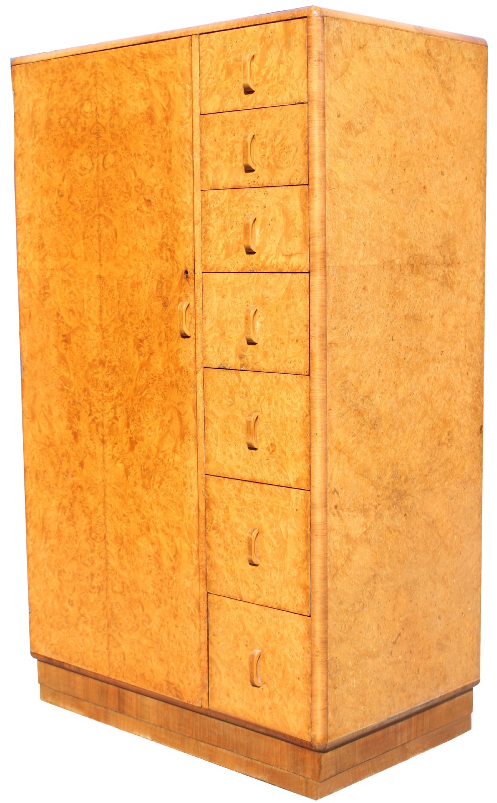 Art Deco Burr Walnut Compactum  Tallboy, c1930 View IV