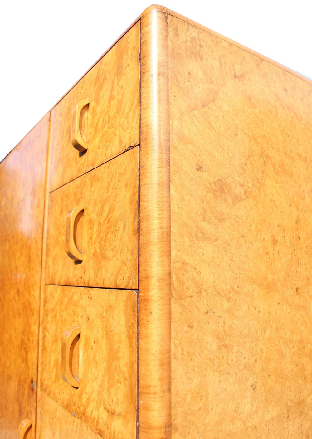 Art Deco Burr Walnut Compactum  Tallboy, c1930 View VI