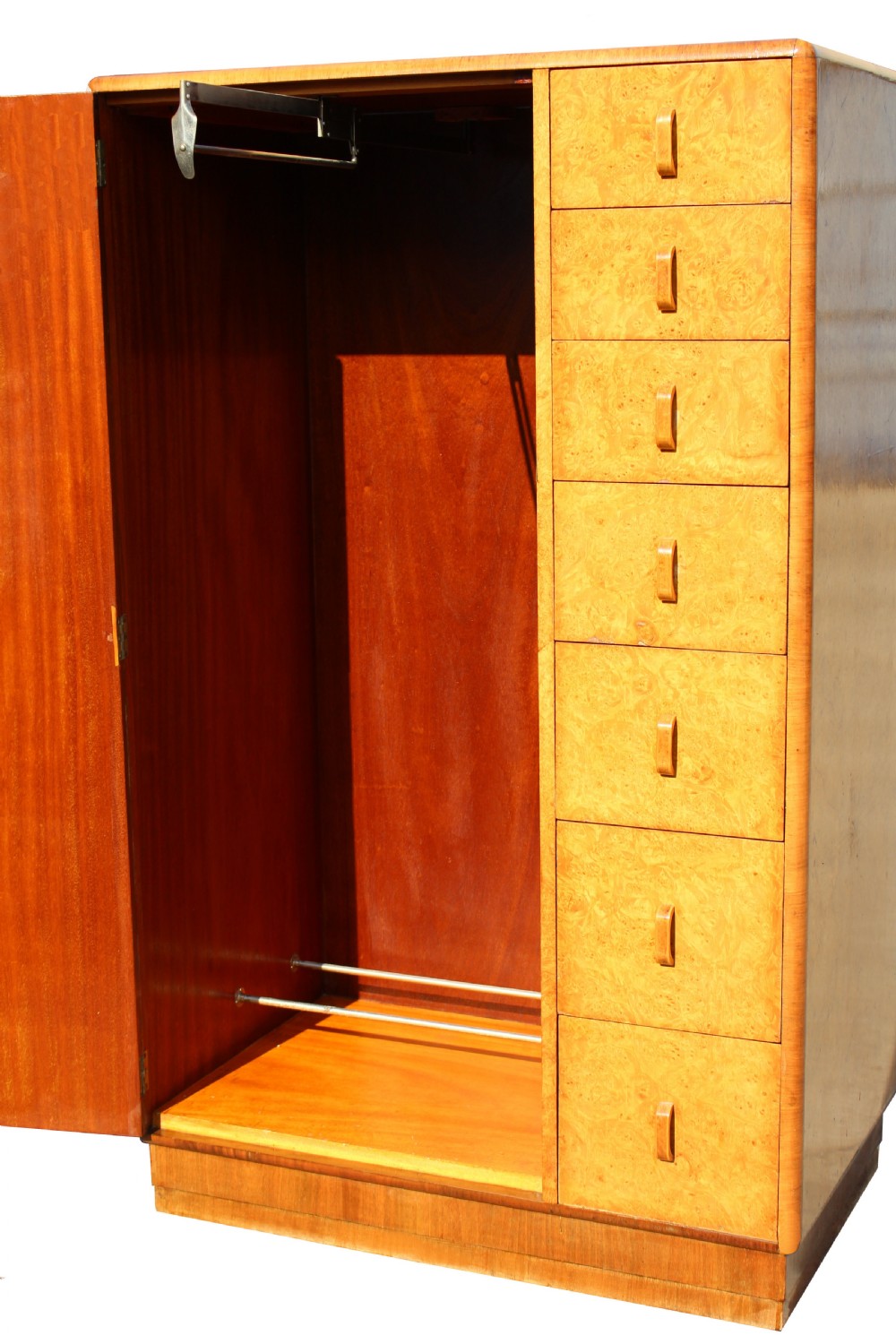 Art Deco Burr Walnut Compactum  Tallboy, c1930 View IX