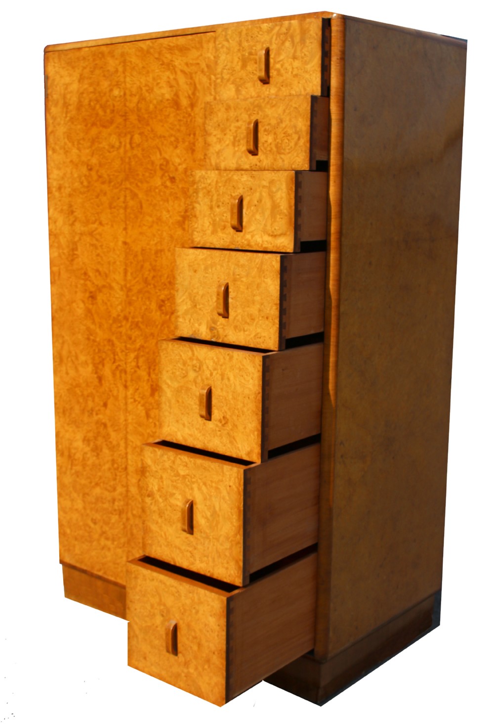 Art Deco Burr Walnut Compactum  Tallboy, c1930 View XII