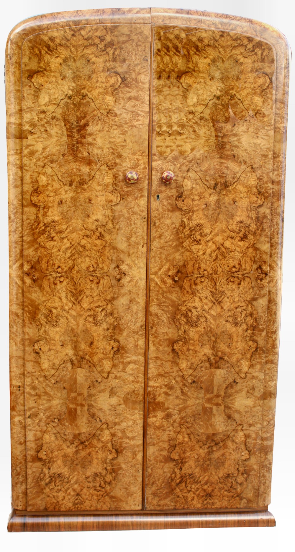 Art Deco Burl Walnut Single Wardrobe, Free Delivery